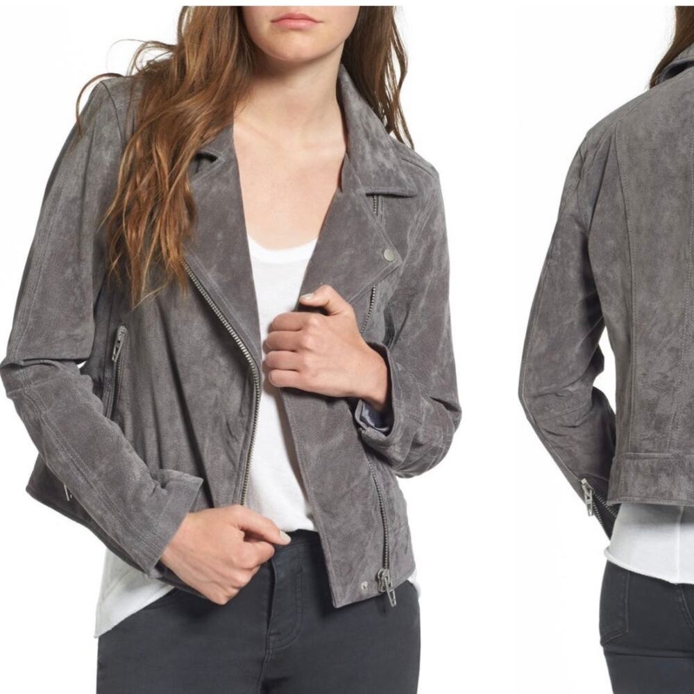 New blank NYC gray suede moto jacket size XS